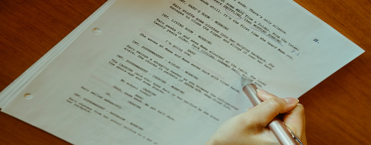 Script being written on a table