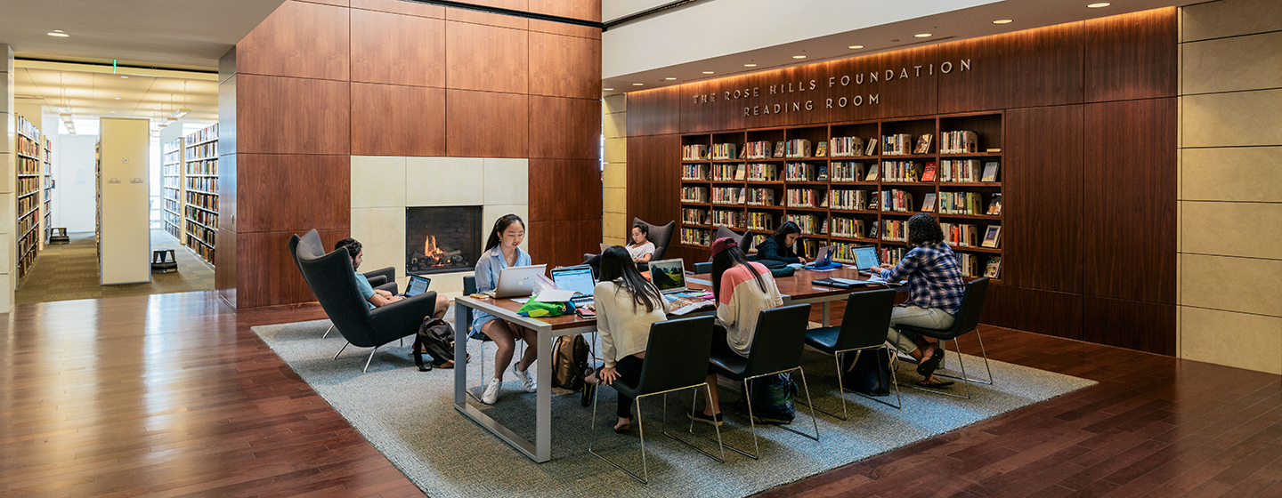 Students studying in William H. Hannon Library reading room